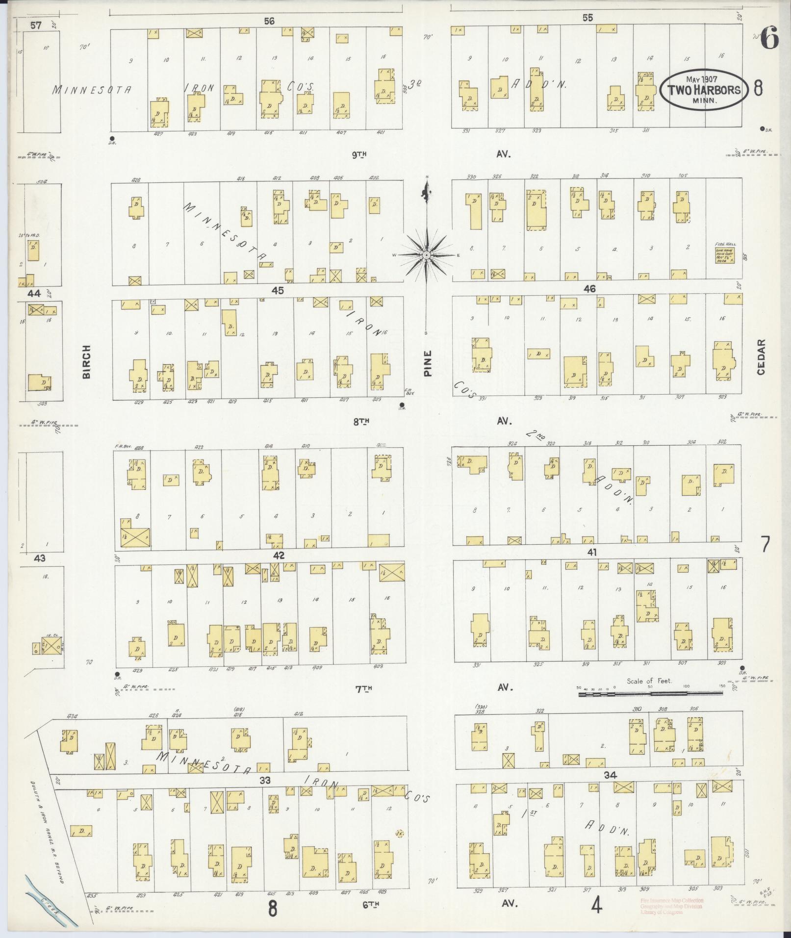 Sanborn Fire Insurance Map from Two Harbors, Lake County, Minnesota (1907), Sheet #0006 - Complete Map Set gallery image, historic Sanborn map, vintage wall art, Minnesota Minnesota