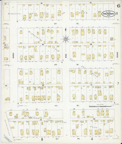 Sanborn Fire Insurance Map from Two Harbors, Lake County, Minnesota (1907), Sheet #0006 - Complete Map Set gallery image, historic Sanborn map, vintage wall art, Minnesota Minnesota