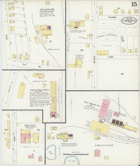 Sanborn Fire Insurance Map from Clarksville, Montgomery County, Tennessee (1898), Sheet #0015 - Historic Sanborn Fire Insurance Map Print, vintage old map wall art, antique decor, genealogy gift, Tennessee Tennessee map