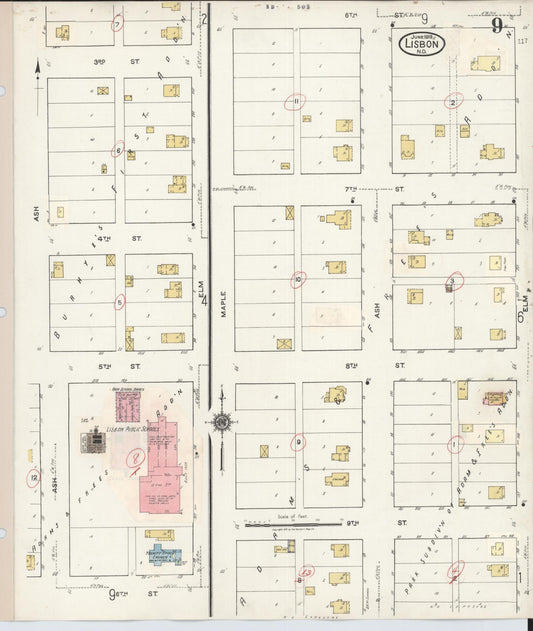 Sanborn Fire Insurance Map from Lisbon, Ransom County, North Dakota (1945), Sheet #0009 - Historic Sanborn Fire Insurance Map Print, vintage old map wall art, antique decor, genealogy gift, North Dakota North Dakota map