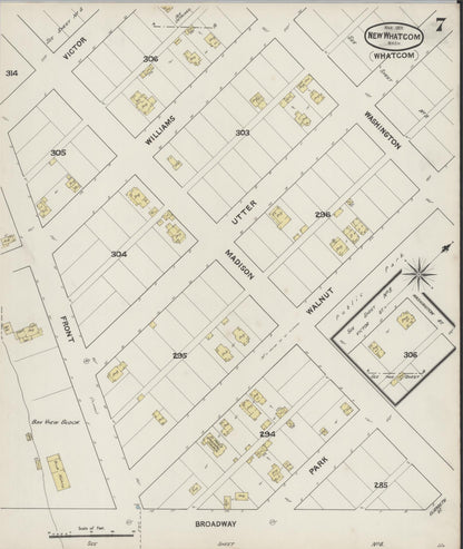 Sanborn Fire Insurance Map from New Whatcom, Whatcom County, Washington (1891), Sheet #0007 - Complete Map Set gallery image, historic Sanborn map, vintage wall art, Washington Washington