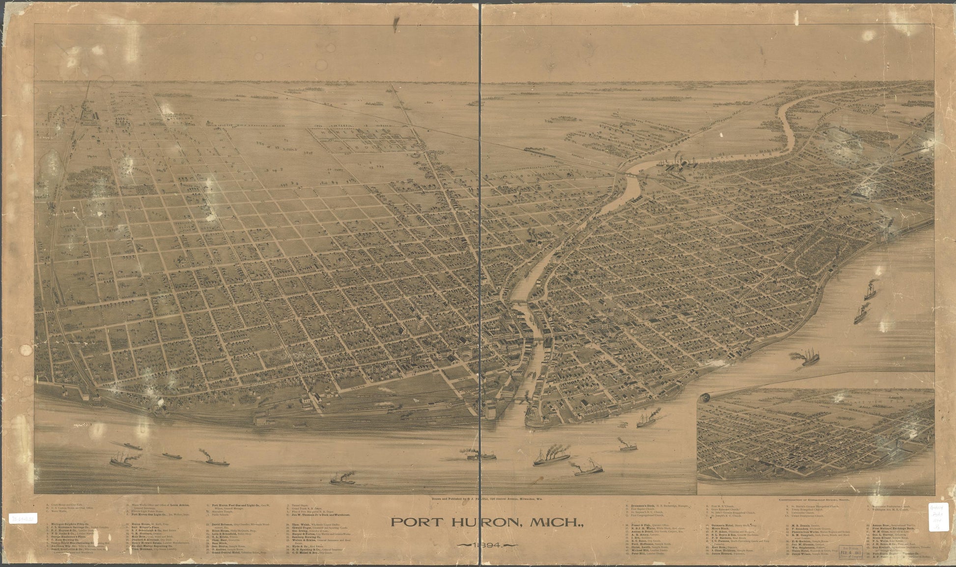 Port Huron, Mich. 1894. (1894) – Historic Bird’s-Eye View Panorama Print