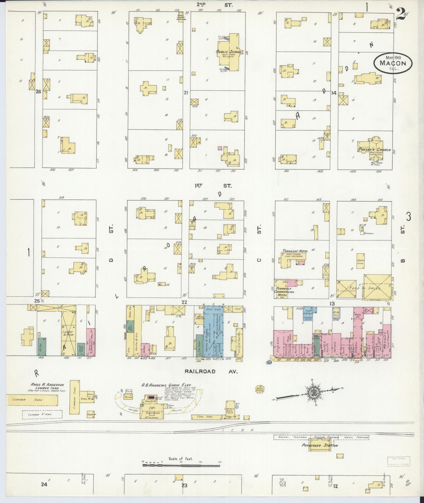 Sanborn Fire Insurance Map from Macon, Macon County, Illinois (1910), Sheet #0002 - Historic Sanborn Fire Insurance Map Print, vintage old map wall art, antique decor, genealogy gift, Illinois Illinois map