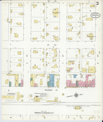 Sanborn Fire Insurance Map from Macon, Macon County, Illinois (1910), Sheet #0002 - Historic Sanborn Fire Insurance Map Print, vintage old map wall art, antique decor, genealogy gift, Illinois Illinois map
