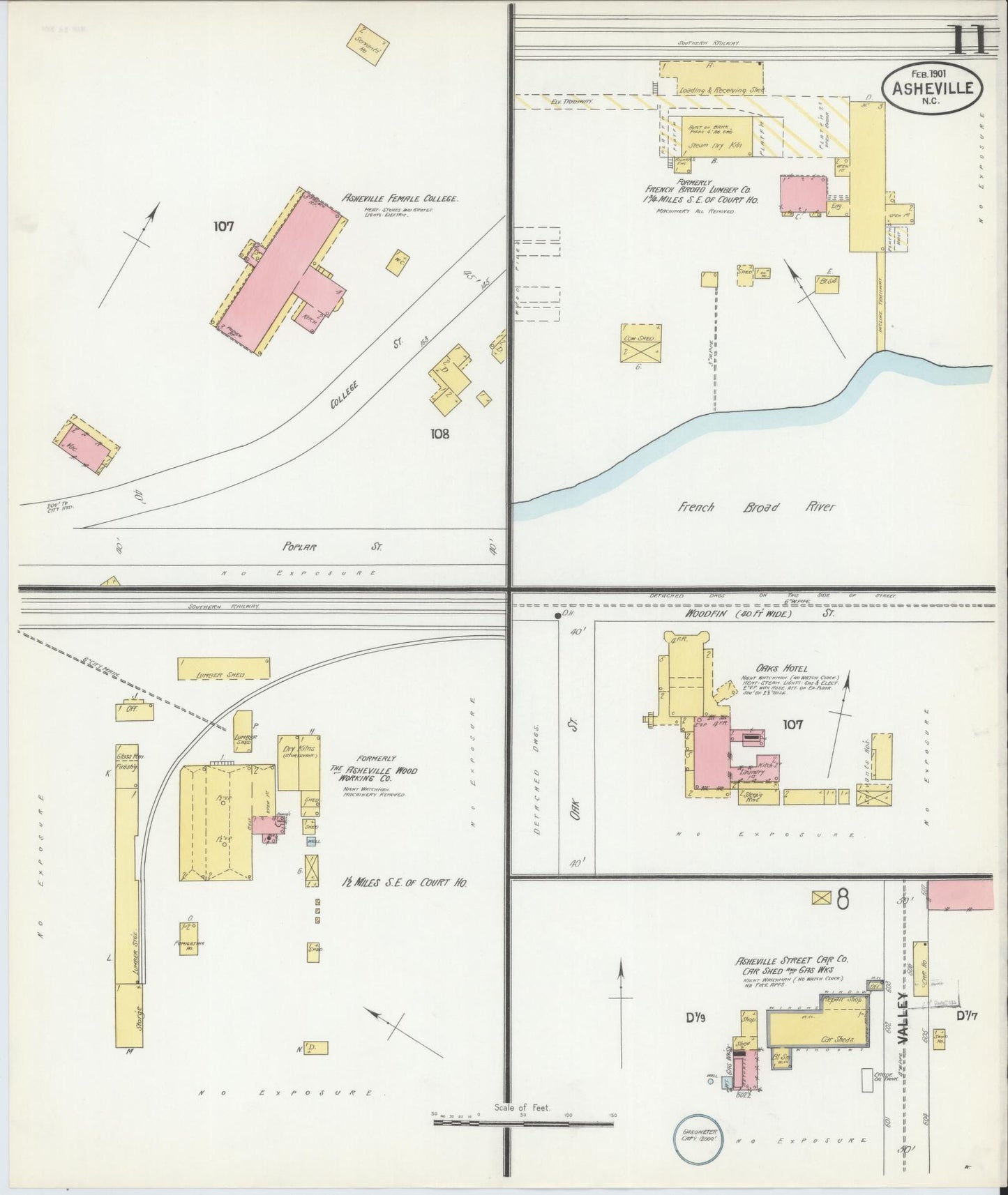 Sanborn Fire Insurance Map from Asheville, Buncombe County, North Carolina (1901), Sheet #0011 - Complete Map Set gallery image, historic Sanborn map, vintage wall art, North Carolina North Carolina