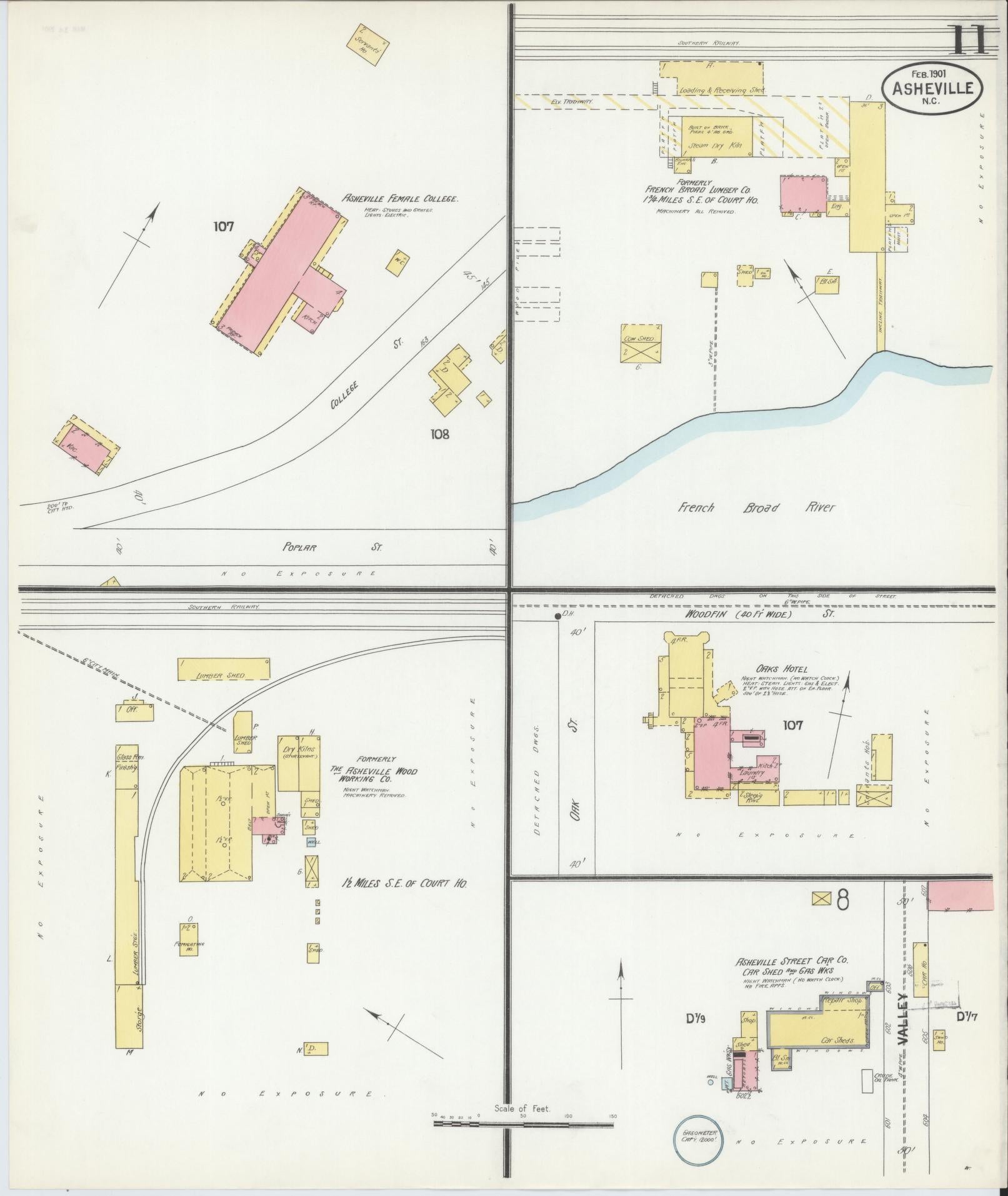 Sanborn Fire Insurance Map from Asheville, Buncombe County, North Carolina (1901), Sheet #0011 - Complete Map Set gallery image, historic Sanborn map, vintage wall art, North Carolina North Carolina