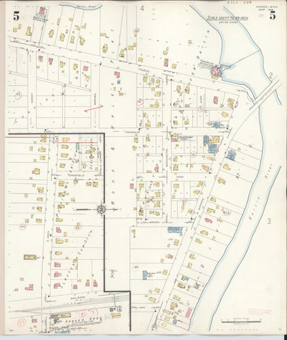 Sanborn Fire Insurance Map from Dundee, Monroe County, Michigan (1949), Sheet #0005 - Historic Sanborn Fire Insurance Map Print, vintage old map wall art, antique decor, genealogy gift, Michigan Michigan map