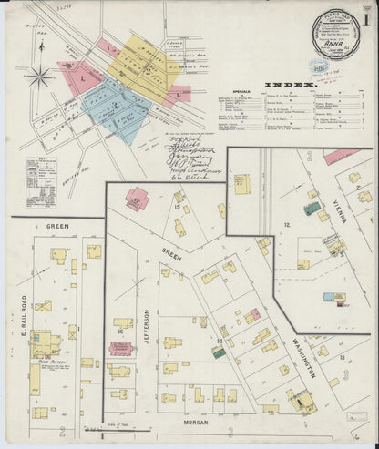 Sanborn Fire Insurance Map from Anna, Union County, Illinois (1894), Sheet #0001 - Complete Map Set gallery image, historic Sanborn map, vintage wall art, Illinois Illinois