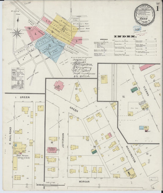Sanborn Fire Insurance Map from Anna, Union County, Illinois (1894), Sheet #0001 - Complete Map Set gallery image, historic Sanborn map, vintage wall art, Illinois Illinois