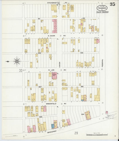 Sanborn Fire Insurance Map from Sharon, Mercer County, Pennsylvania (1908), Sheet #0035 - Complete Map Set gallery image, historic Sanborn map, vintage wall art, Pennsylvania Pennsylvania