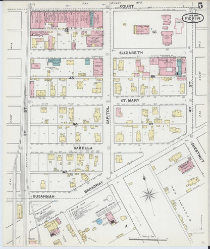 Sanborn Fire Insurance Map from Pekin, Tazewell County, Illinois (1892), Sheet #0005 - Complete Map Set gallery image, historic Sanborn map, vintage wall art, Illinois Illinois