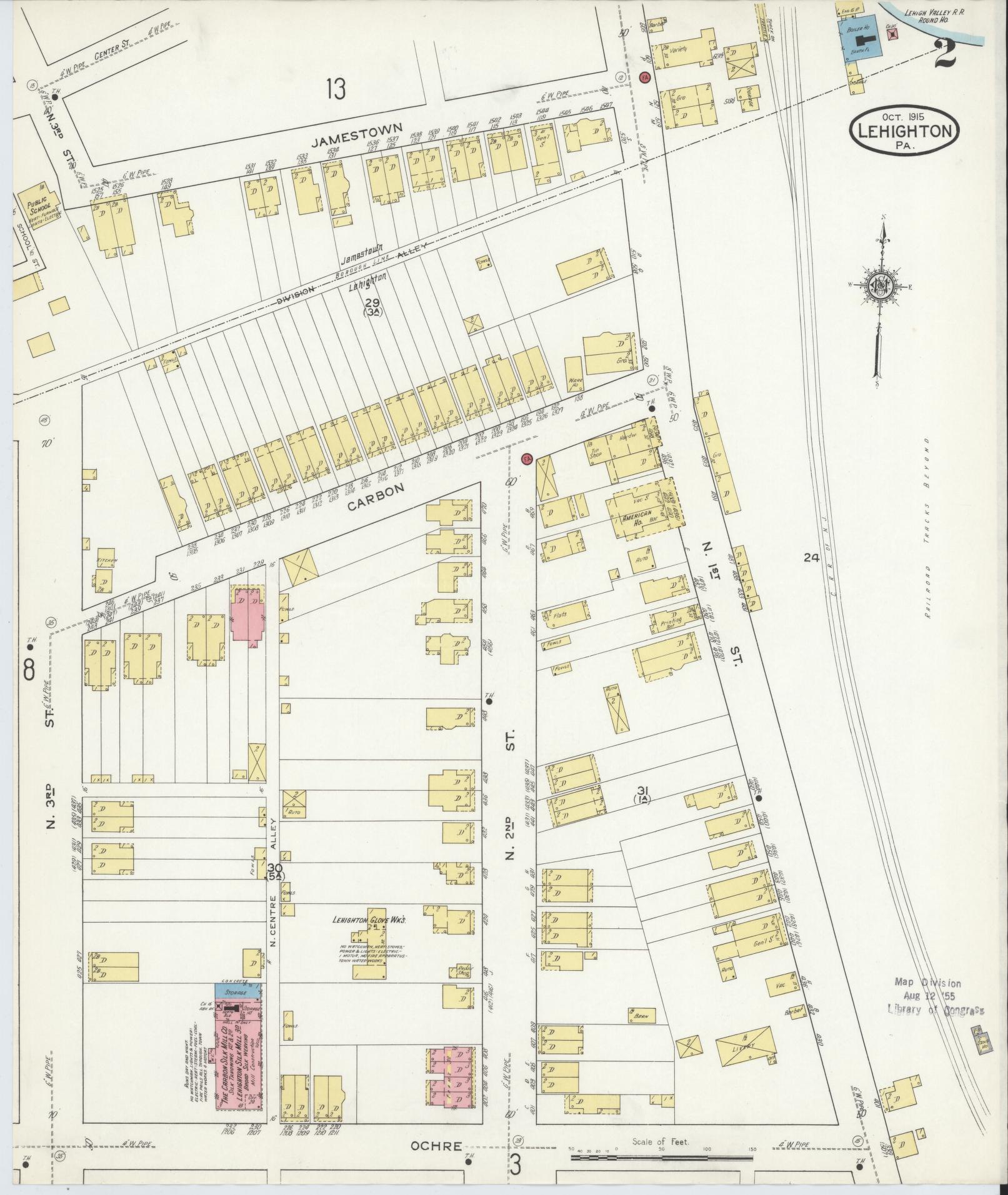 Sanborn Fire Insurance Map from Lehighton, Carbon County, Pennsylvania (1915), Sheet #0002 - Complete Map Set gallery image, historic Sanborn map, vintage wall art, Pennsylvania Pennsylvania
