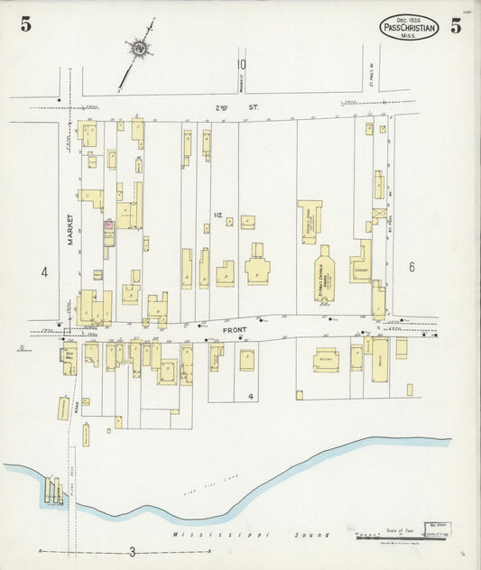 Sanborn Fire Insurance Map from Pass Christian, Harrison County, Mississippi (1924), Sheet #0005 - Historic Sanborn Fire Insurance Map Print, vintage old map wall art, antique decor, genealogy gift, Mississippi Mississippi map