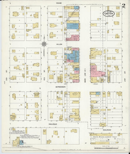 Sanborn Fire Insurance Map from Canton, Mcpherson County, Kansas (1912), Sheet #0002 - Complete Map Set gallery image, historic Sanborn map, vintage wall art, Kansas Kansas