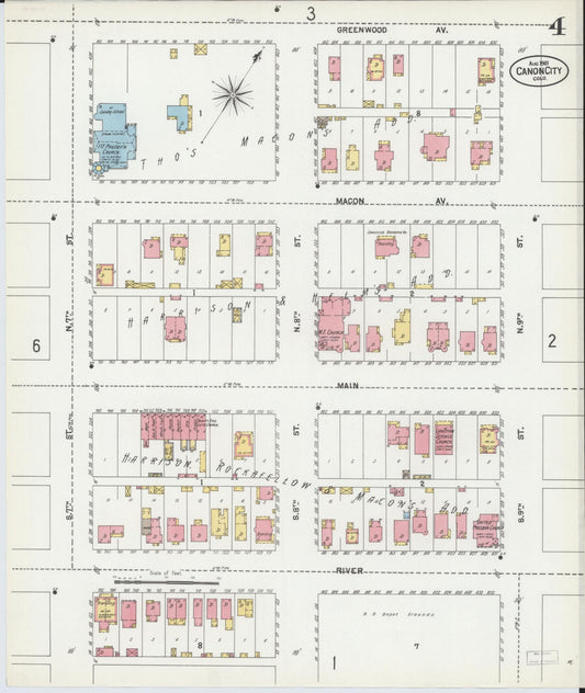 Sanborn Fire Insurance Map from Canon City, Fremont County, Colorado (1901), Sheet #0004 - Historic Sanborn Fire Insurance Map Print, vintage old map wall art, antique decor, genealogy gift, Colorado Colorado map