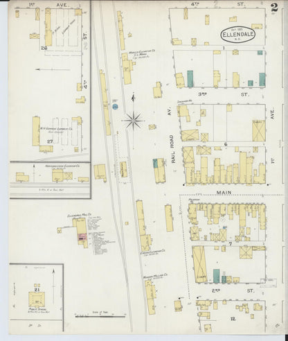 Sanborn Fire Insurance Map from Ellendale, Dickey County, North Dakota (1893), Sheet #0002 - Complete Map Set gallery image, historic Sanborn map, vintage wall art, North Dakota North Dakota