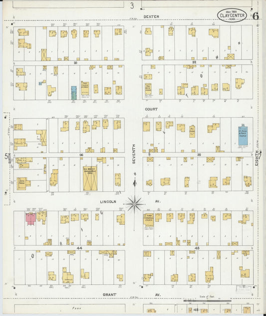 Sanborn Fire Insurance Map from Clay Center, Clay County, Kansas (1905), Sheet #0006 - Historic Sanborn Fire Insurance Map Print, vintage old map wall art, antique decor, genealogy gift, Kansas Kansas map