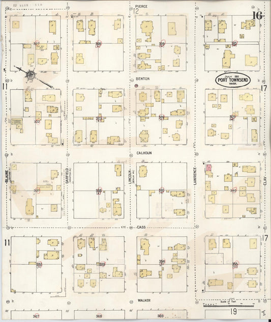 Sanborn Fire Insurance Map from Port Townsend, Jefferson County, Washington (1949), Sheet #0016 - Historic Sanborn Fire Insurance Map Print, vintage old map wall art, antique decor, genealogy gift, Washington Washington map