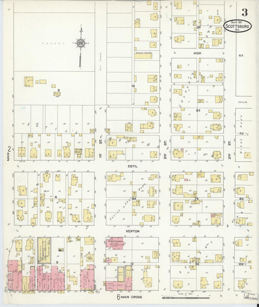Sanborn Fire Insurance Map from Scottsburg, Scott County, Indiana (1911), Sheet #0003 - Historic Sanborn Fire Insurance Map Print, vintage old map wall art, antique decor, genealogy gift, Indiana Indiana map