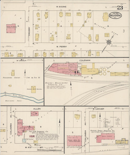 Sanborn Fire Insurance Map from Belvidere, Boone County, Illinois (1922), Sheet #0023 - Complete Map Set gallery image, historic Sanborn map, vintage wall art, Illinois Illinois