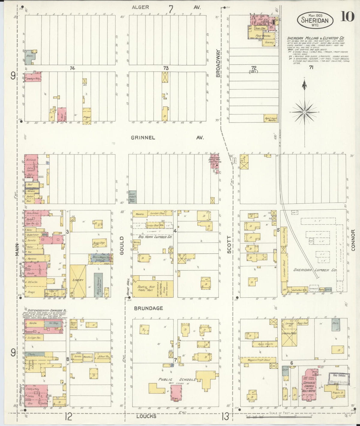 Sanborn Fire Insurance Map from Sheridan, Sheridan County, Wyoming (1903), Sheet #0010 - Historic Sanborn Fire Insurance Map Print, vintage old map wall art, antique decor, genealogy gift, Wyoming Wyoming map