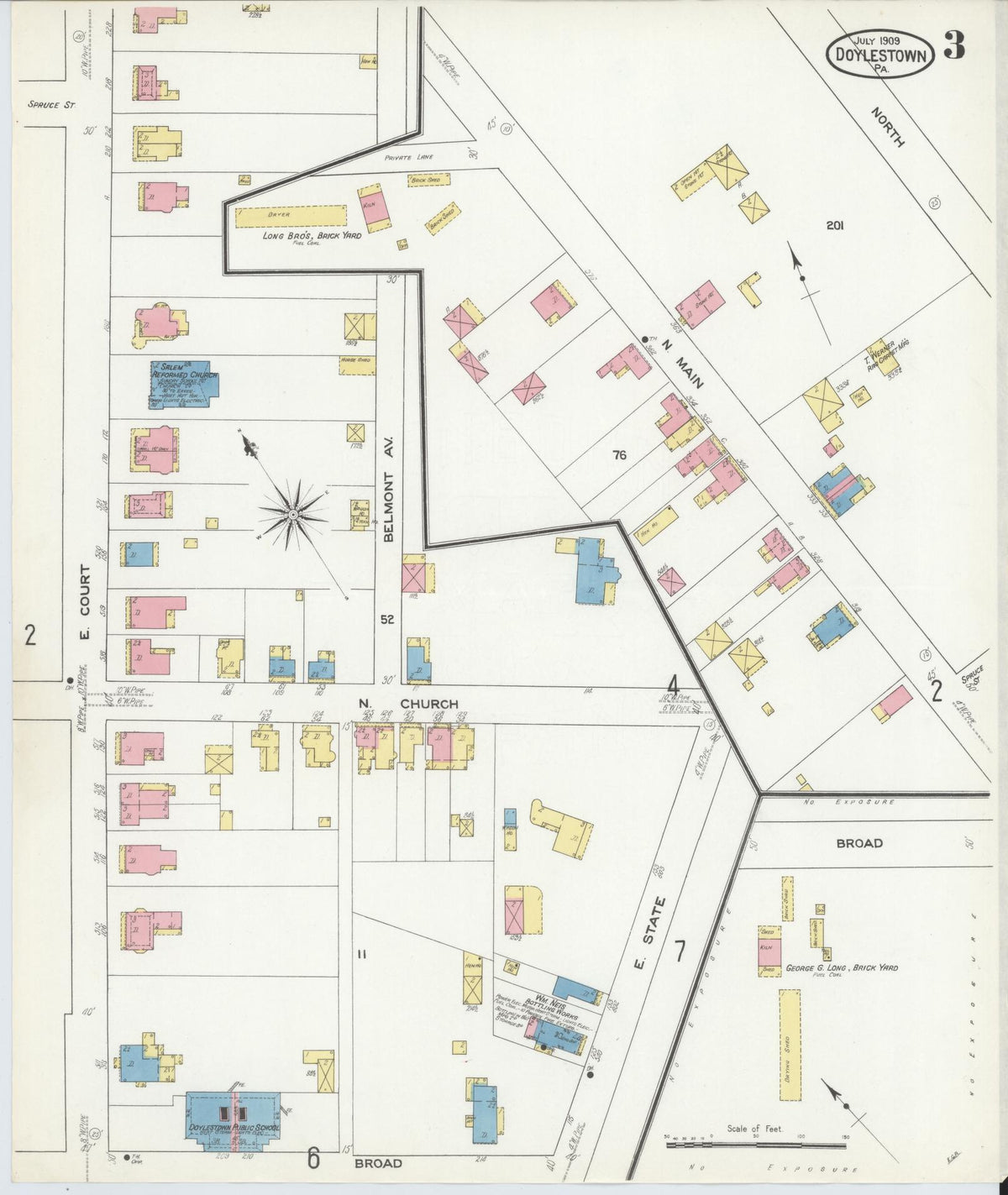 Sanborn Fire Insurance Map from Doylestown, Bucks County, Pennsylvania (1909), Sheet #0003 - Complete Map Set gallery image, historic Sanborn map, vintage wall art, Pennsylvania Pennsylvania