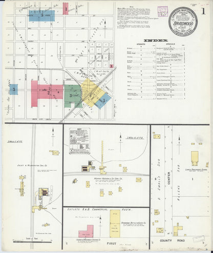 Sanborn Fire Insurance Map from Braidwood, Will County, Illinois (1907), Sheet #0001 - Historic Sanborn Fire Insurance Map Print, vintage old map wall art, antique decor, genealogy gift, Illinois Illinois map