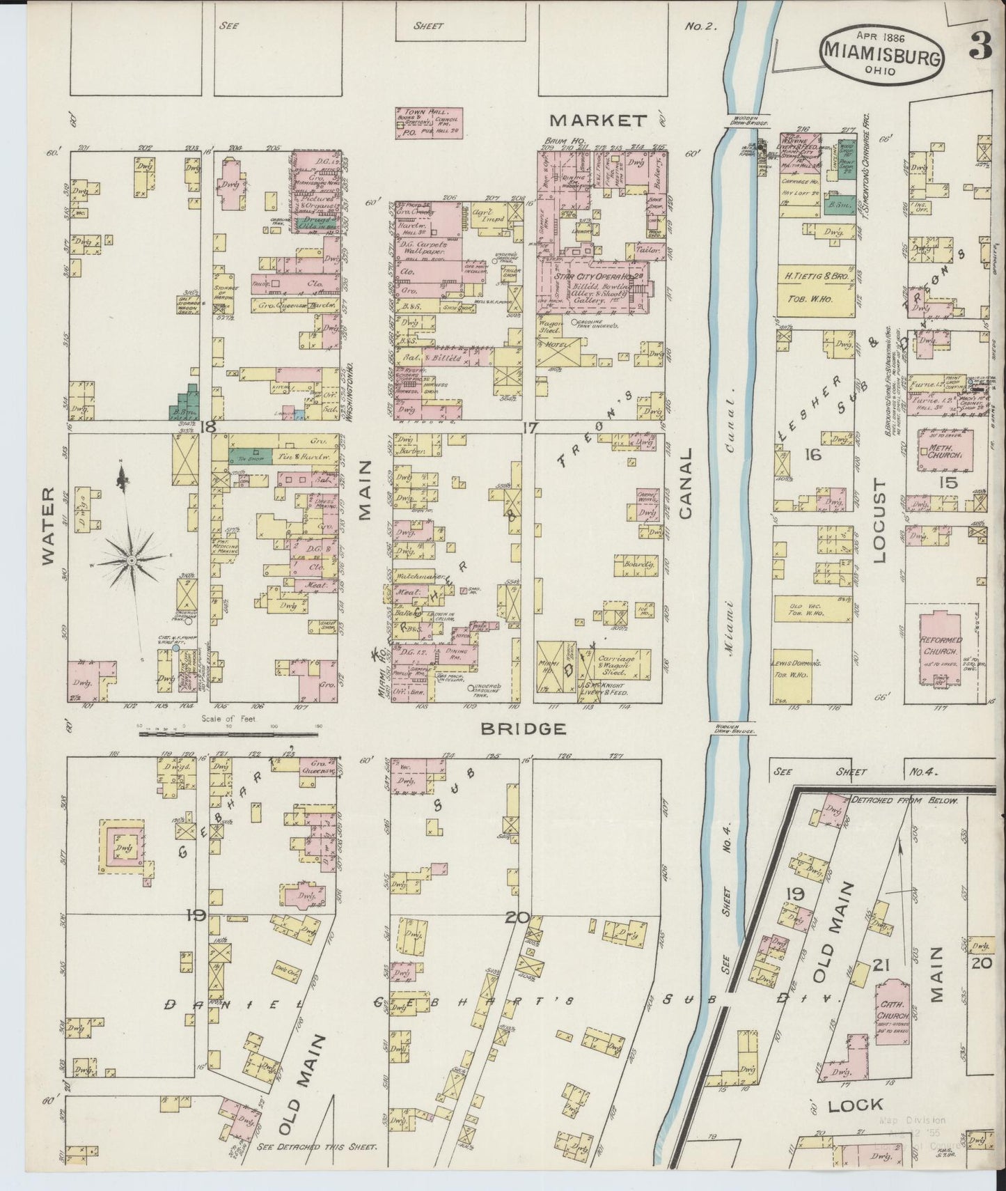 Sanborn Fire Insurance Map from Miamisburg, Montgomery County, Ohio (1886), Sheet #0003 - Complete Map Set gallery image, historic Sanborn map, vintage wall art, Ohio Ohio