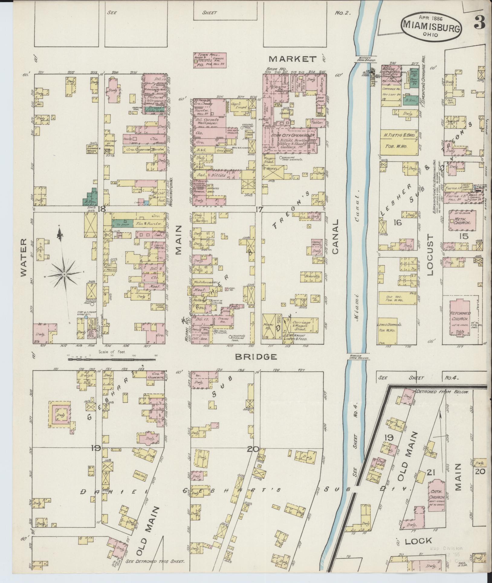 Sanborn Fire Insurance Map from Miamisburg, Montgomery County, Ohio (1886), Sheet #0003 - Complete Map Set gallery image, historic Sanborn map, vintage wall art, Ohio Ohio