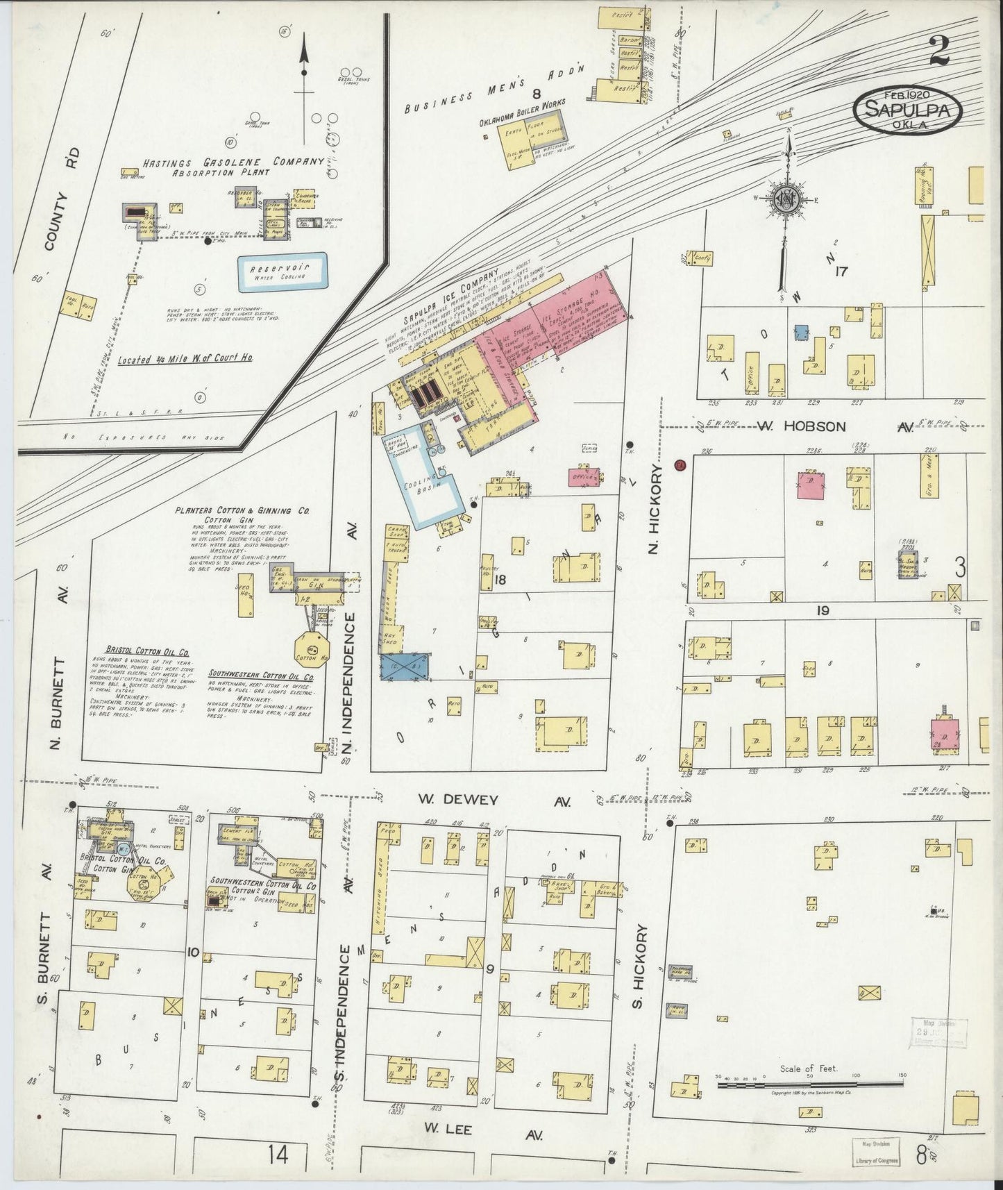 Sanborn Fire Insurance Map from Sapulpa, Creek County, Oklahoma (1920), Sheet #0002 - Complete Map Set gallery image, historic Sanborn map, vintage wall art, Oklahoma Oklahoma