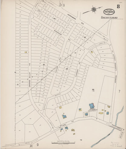 Sanborn Fire Insurance Map from Hatboro, Montgomery County, Pennsylvania (1922), Sheet #0008 - Historic Sanborn Fire Insurance Map Print, vintage old map wall art, antique decor, genealogy gift, Pennsylvania Pennsylvania map