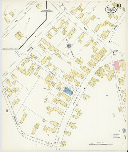 Sanborn Fire Insurance Map from Norway, Oxford County, Maine (1913), Sheet #0010 - Complete Map Set gallery image, historic Sanborn map, vintage wall art, Maine Maine