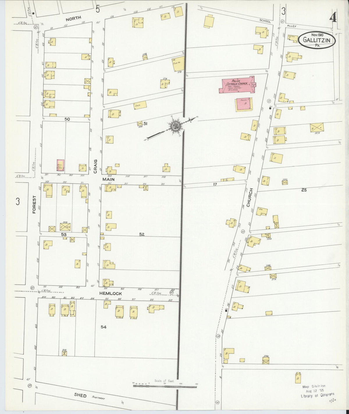 Sanborn Fire Insurance Map from Gallitzin, Cambria County, Pennsylvania (1910), Sheet #0004 - Complete Map Set gallery image, historic Sanborn map, vintage wall art, Pennsylvania Pennsylvania