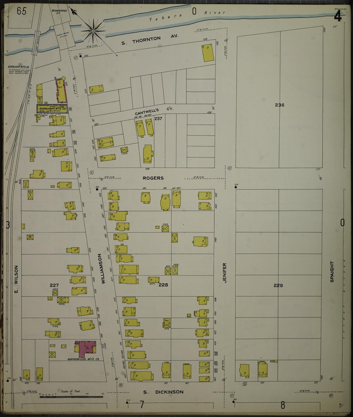 Sanborn Fire Insurance Map from Madison, Dane County, Wisconsin (1908), Sheet #0004 - Historic Sanborn Fire Insurance Map Print, vintage old map wall art, antique decor, genealogy gift, Wisconsin Wisconsin map