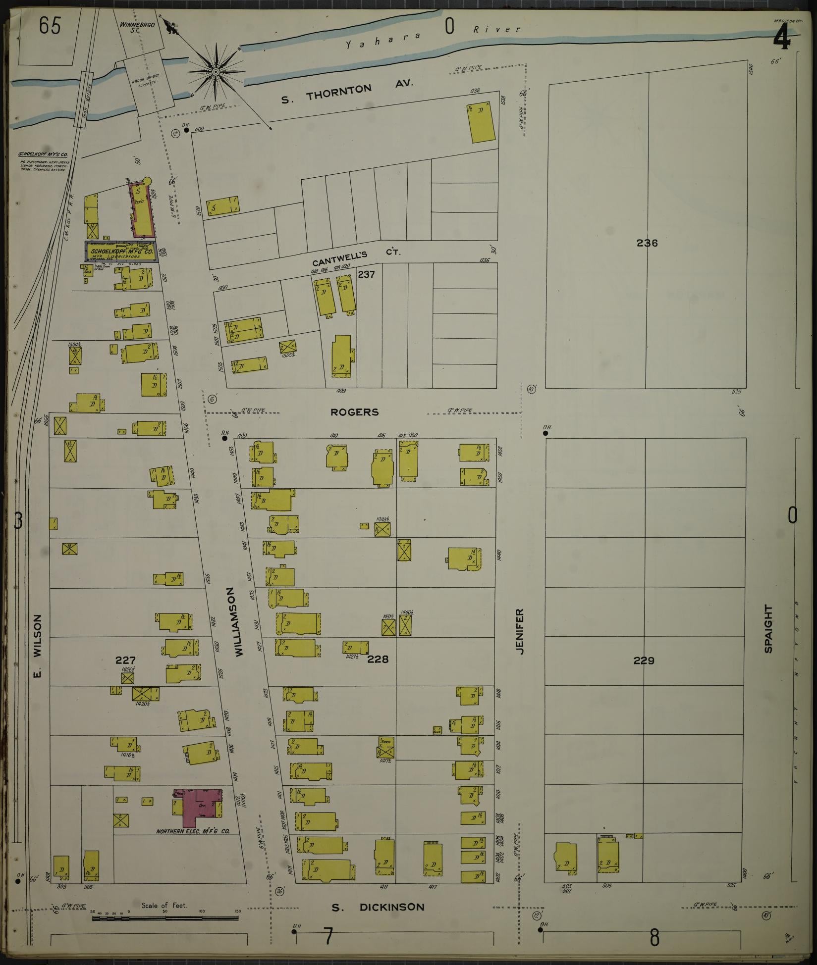 Sanborn Fire Insurance Map from Madison, Dane County, Wisconsin (1908), Sheet #0004 - Historic Sanborn Fire Insurance Map Print, vintage old map wall art, antique decor, genealogy gift, Wisconsin Wisconsin map