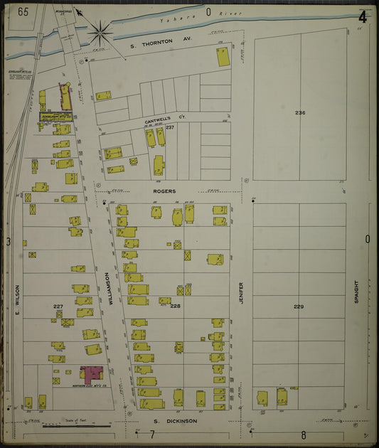 Sanborn Fire Insurance Map from Madison, Dane County, Wisconsin (1908), Sheet #0004 - Historic Sanborn Fire Insurance Map Print, vintage old map wall art, antique decor, genealogy gift, Wisconsin Wisconsin map