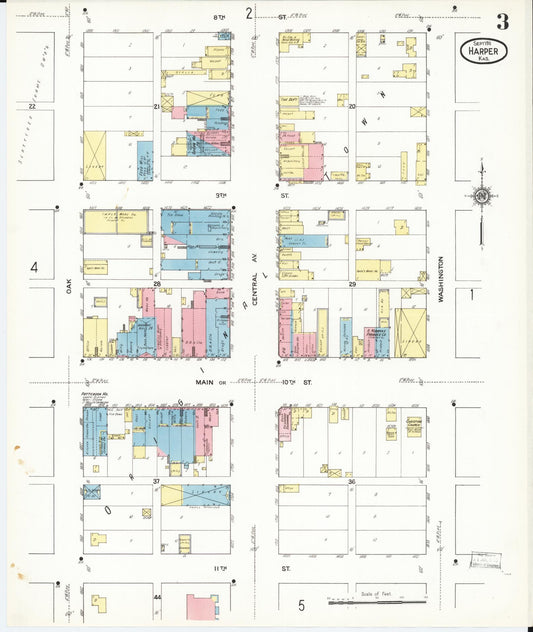 Sanborn Fire Insurance Map from Harper, Harper County, Kansas (1911), Sheet #0003 - Historic Sanborn Fire Insurance Map Print, vintage old map wall art, antique decor, genealogy gift, Kansas Kansas map
