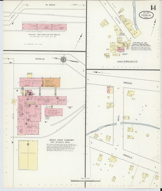 Sanborn Fire Insurance Map from Ionia, Ionia County, Michigan (1914), Sheet #0014 - Historic Sanborn Fire Insurance Map Print, vintage old map wall art, antique decor, genealogy gift, Michigan Michigan map