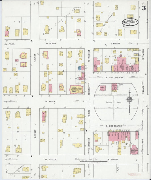 Sanborn Fire Insurance Map from Knoxville, Knox County, Illinois (1918), Sheet #0003 - Historic Sanborn Fire Insurance Map Print, vintage old map wall art, antique decor, genealogy gift, Illinois Illinois map
