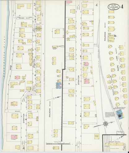 Sanborn Fire Insurance Map from Logan, Logan County, West Virginia (1914), Sheet #0004 - Complete Map Set gallery image, historic Sanborn map, vintage wall art, West Virginia West Virginia