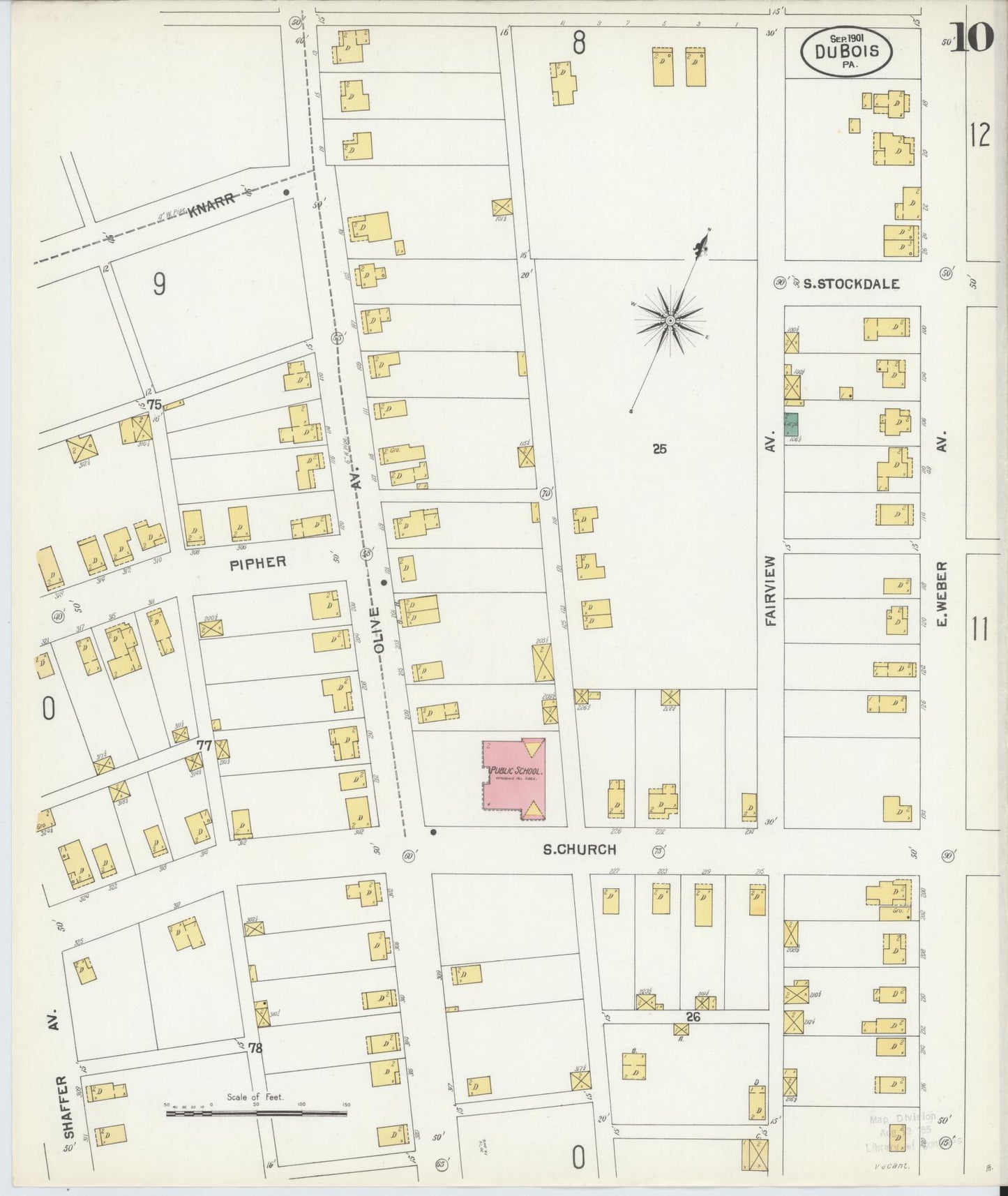 Sanborn Fire Insurance Map from Du Bois, Clearfield County, Pennsylvania (1901), Sheet #0010 - Historic Sanborn Fire Insurance Map Print, vintage old map wall art, antique decor, genealogy gift, Pennsylvania Pennsylvania map