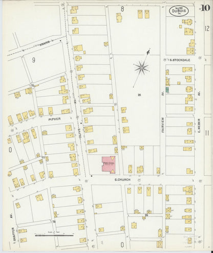 Sanborn Fire Insurance Map from Du Bois, Clearfield County, Pennsylvania (1901), Sheet #0010 - Historic Sanborn Fire Insurance Map Print, vintage old map wall art, antique decor, genealogy gift, Pennsylvania Pennsylvania map