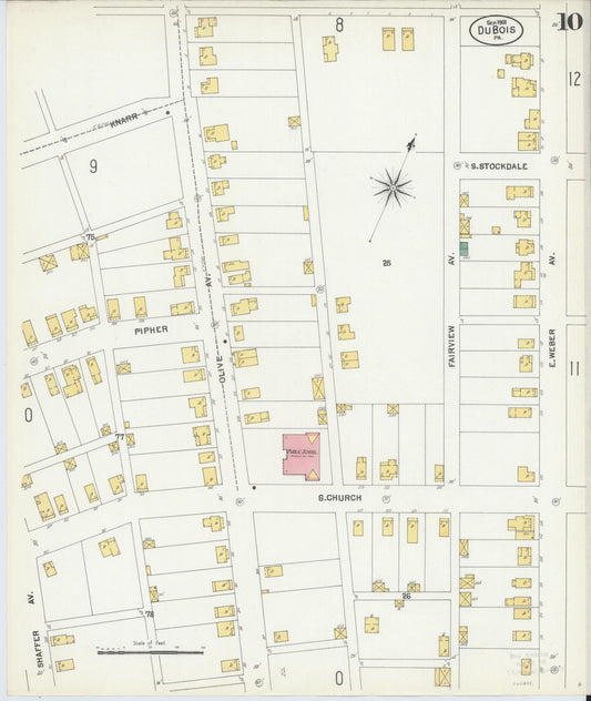 Sanborn Fire Insurance Map from Du Bois, Clearfield County, Pennsylvania (1901), Sheet #0010 - Historic Sanborn Fire Insurance Map Print, vintage old map wall art, antique decor, genealogy gift, Pennsylvania Pennsylvania map