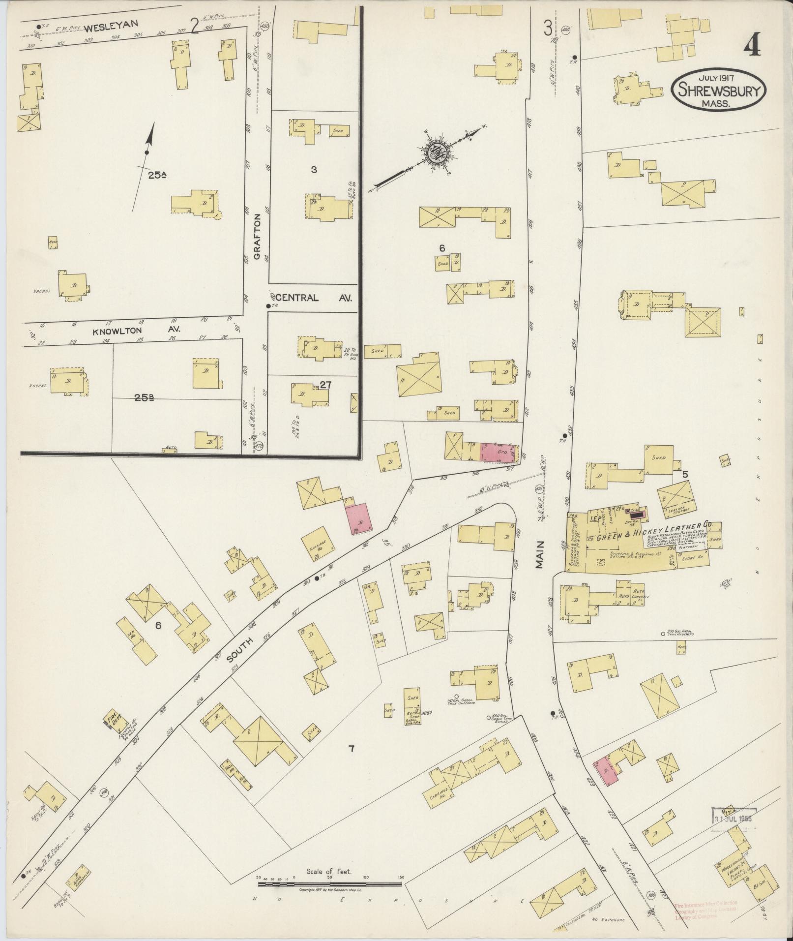 Sanborn Fire Insurance Map from Shrewsbury, Worcester County, Massachusetts (1917), Sheet #0004 - Complete Map Set gallery image, historic Sanborn map, vintage wall art, Massachusetts Massachusetts