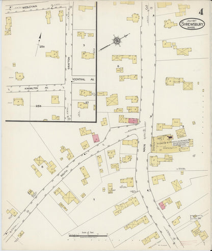 Sanborn Fire Insurance Map from Shrewsbury, Worcester County, Massachusetts (1917), Sheet #0004 - Complete Map Set gallery image, historic Sanborn map, vintage wall art, Massachusetts Massachusetts