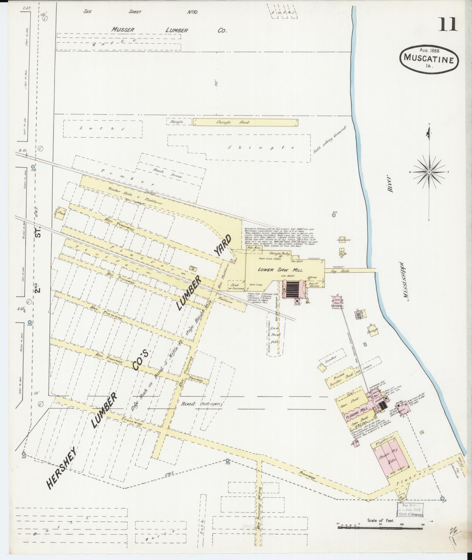 Sanborn Fire Insurance Map from Muscatine, Muscatine County, Iowa (1888), Sheet #0011 - Historic Sanborn Fire Insurance Map Print