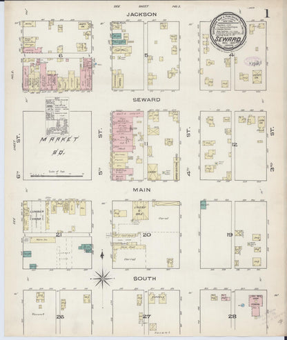 Sanborn Fire Insurance Map from Seward, Seward County, Nebraska (1885), Sheet #0001 - Complete Map Set gallery image, historic Sanborn map, vintage wall art, Nebraska Nebraska