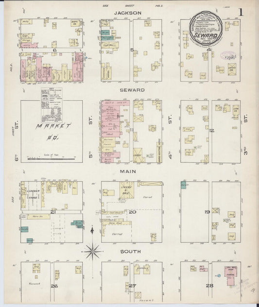 Sanborn Fire Insurance Map from Seward, Seward County, Nebraska (1885), Sheet #0001 - Complete Map Set gallery image, historic Sanborn map, vintage wall art, Nebraska Nebraska