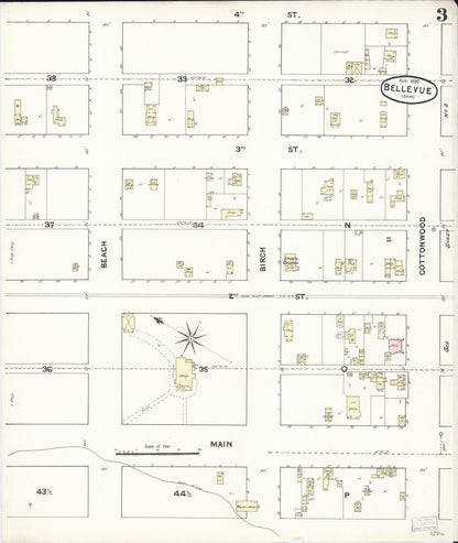Sanborn Fire Insurance Map from Bellevue, Blaine County, Idaho (1890), Sheet #0003 - Complete Map Set gallery image, historic Sanborn map, vintage wall art, Idaho Idaho
