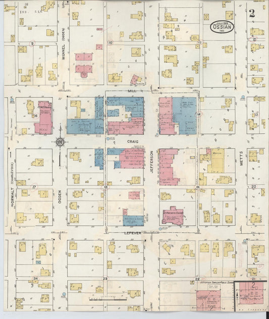 Sanborn Fire Insurance Map from Ossian, Wells County, Indiana (1933), Sheet #0002 - Historic Sanborn Fire Insurance Map Print, vintage old map wall art, antique decor, genealogy gift, Indiana Indiana map